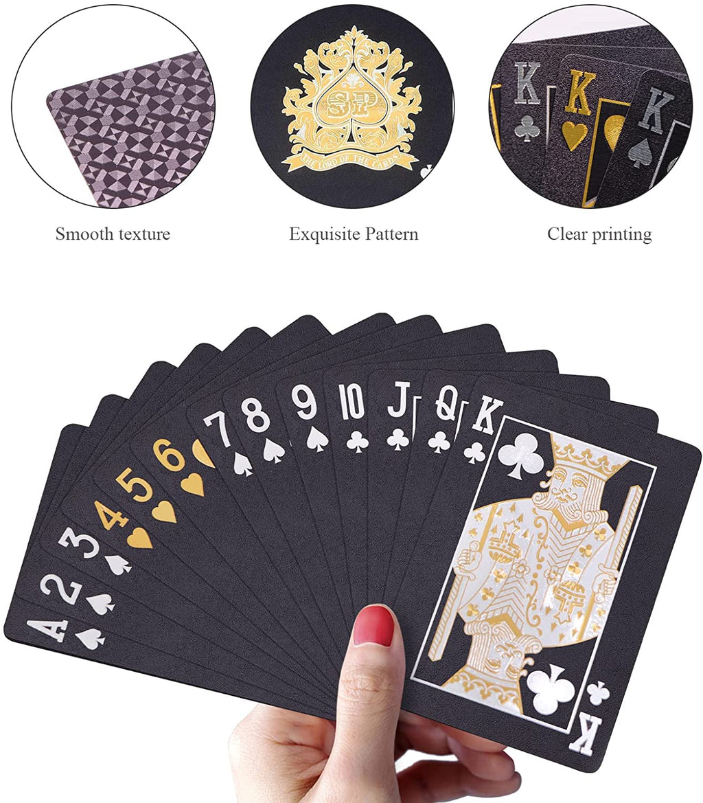 Waterproof Playing Cards, Plastic Playing Cards, Deck of Cards, Gift Poker (Black Diamond Cards)