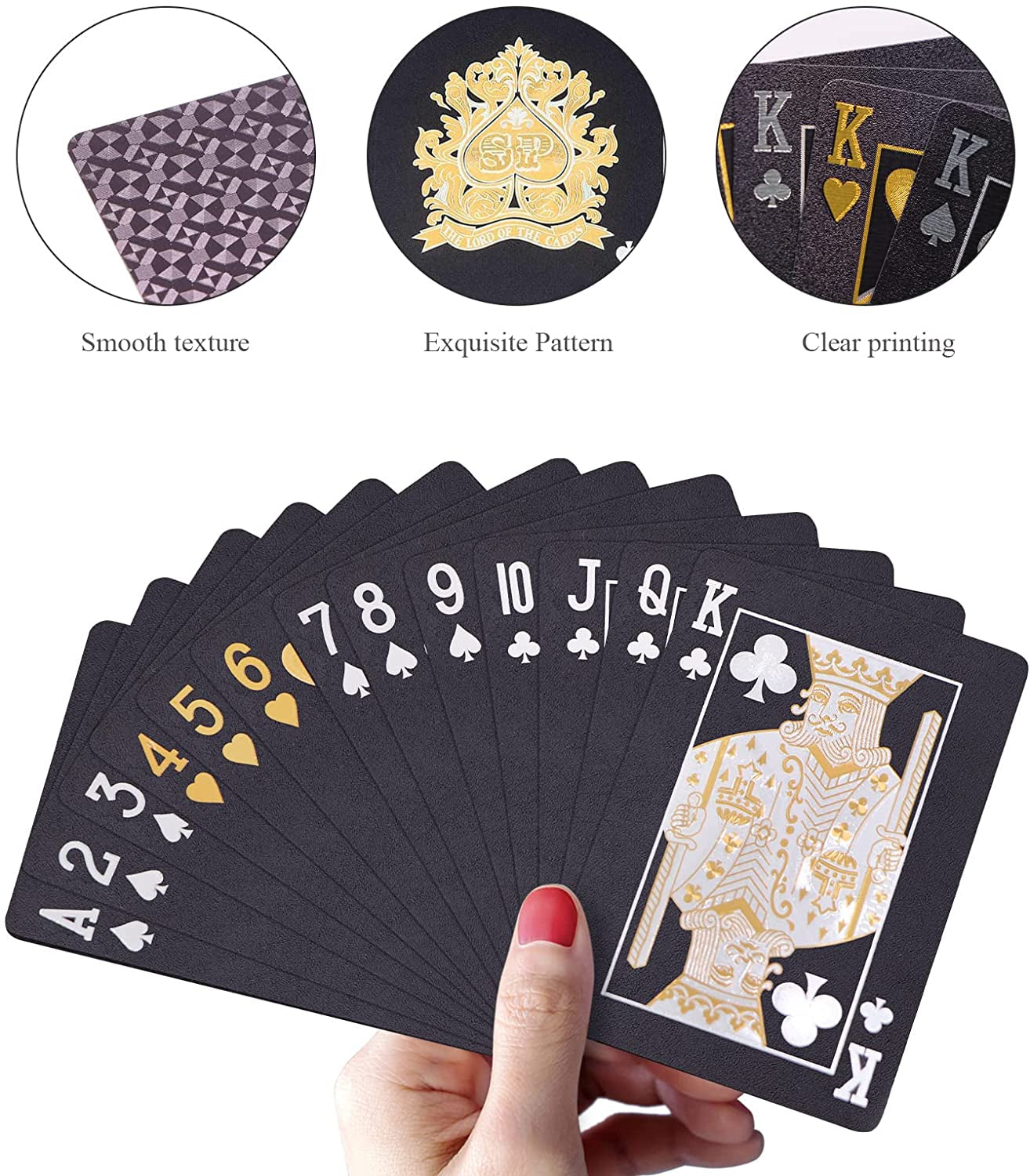 Waterproof Playing Cards, Plastic Playing Cards, Deck of Cards, Gift Poker (Black Diamond Cards)