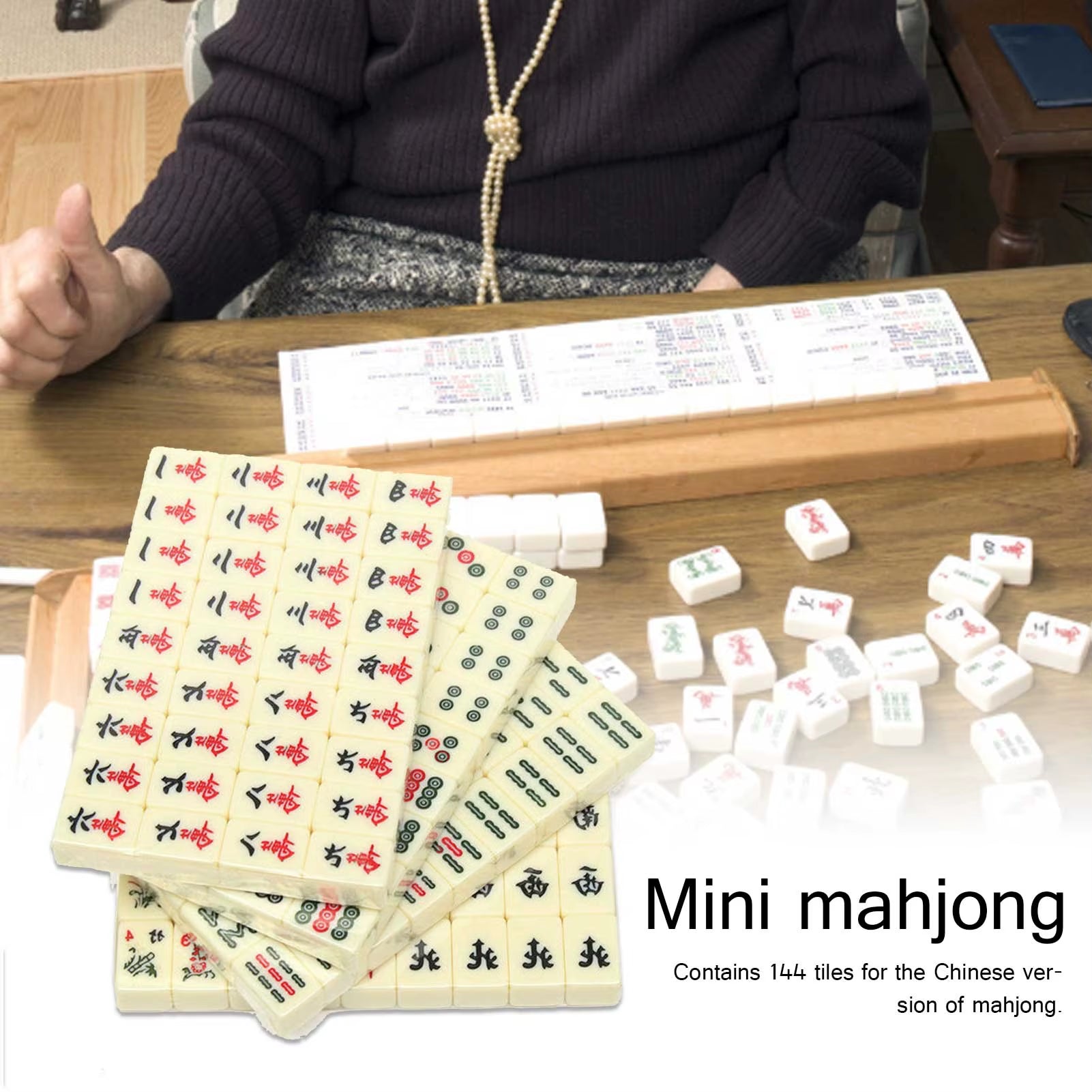 Mah-Jong Chinese Numbered Mahjong Set 144 Tiles Mah-Jong Set Portable Chinese Toy Party Gambling Game Board with Box