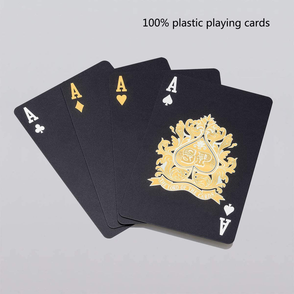 Waterproof Playing Cards, Plastic Playing Cards, Deck of Cards, Gift Poker (Black Diamond Cards)