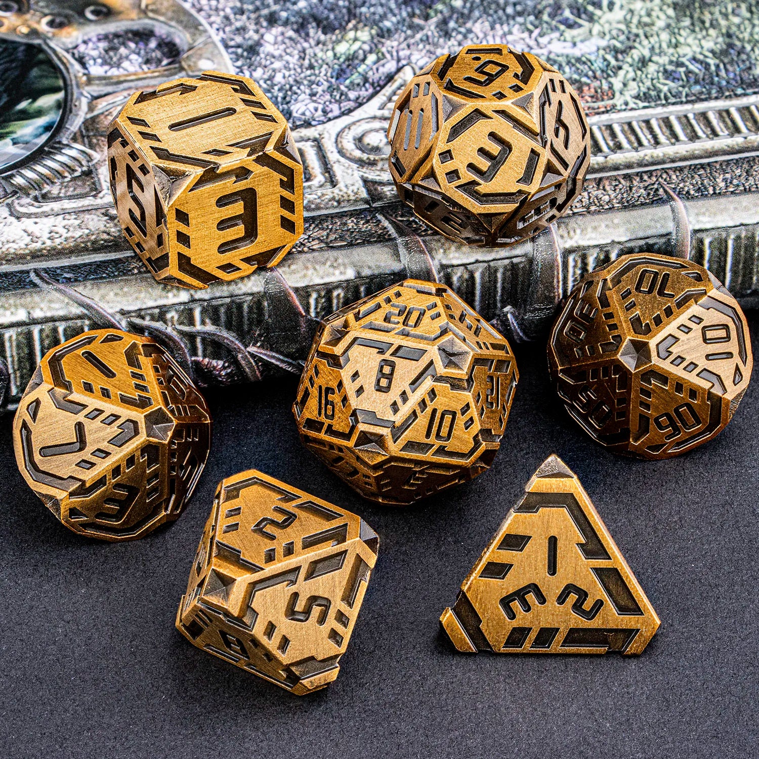 Stripe DND Metal Dice Set for DnD Dungeon & Dragon Pathfinder D20 RPG Polyhedral Table Role Playing Games D&D Handmade Dice