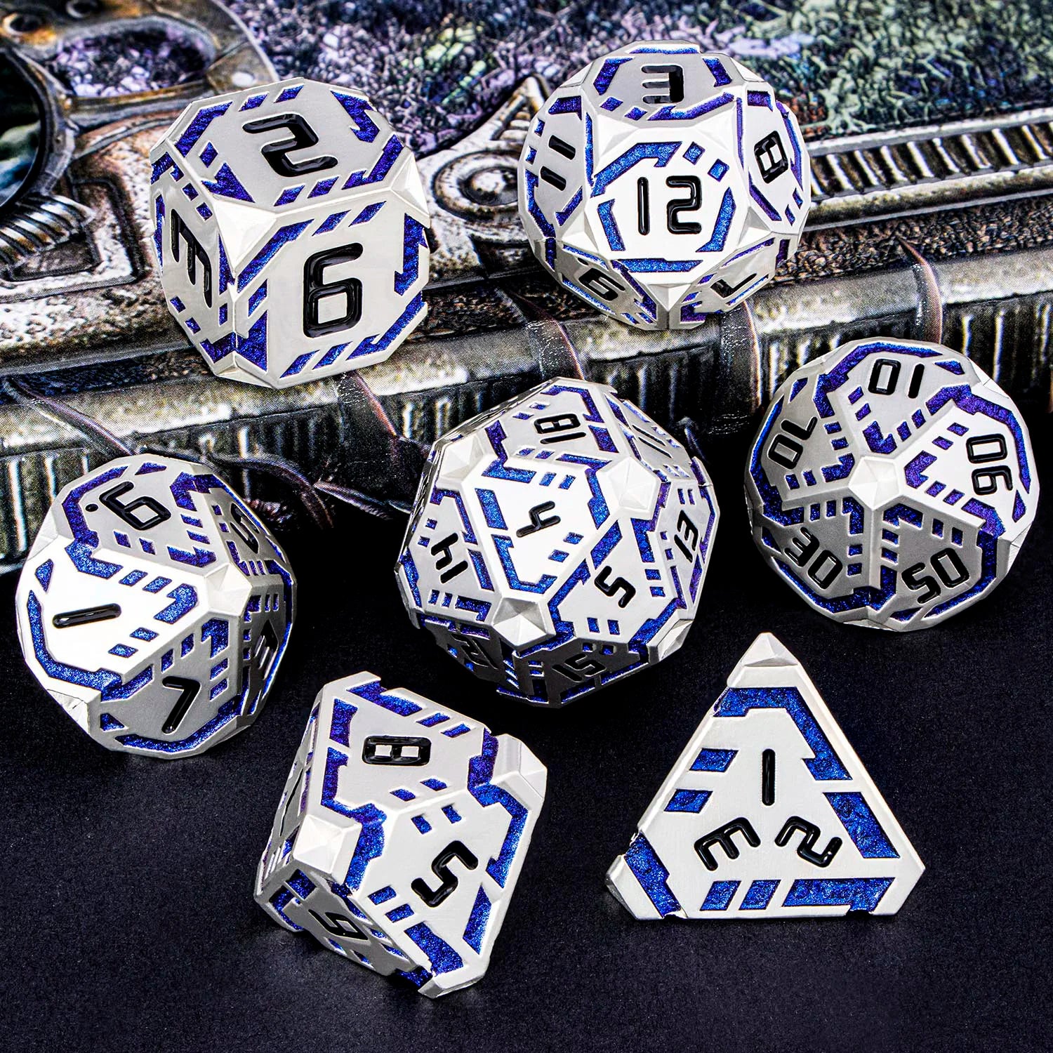 Stripe DND Metal Dice Set for DnD Dungeon & Dragon Pathfinder D20 RPG Polyhedral Table Role Playing Games D&D Handmade Dice