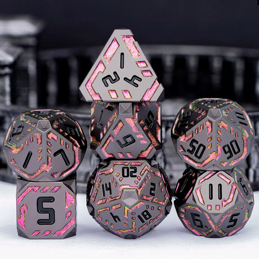 Stripe DND Metal Dice Set for DnD Dungeon & Dragon Pathfinder D20 RPG Polyhedral Table Role Playing Games D&D Handmade Dice