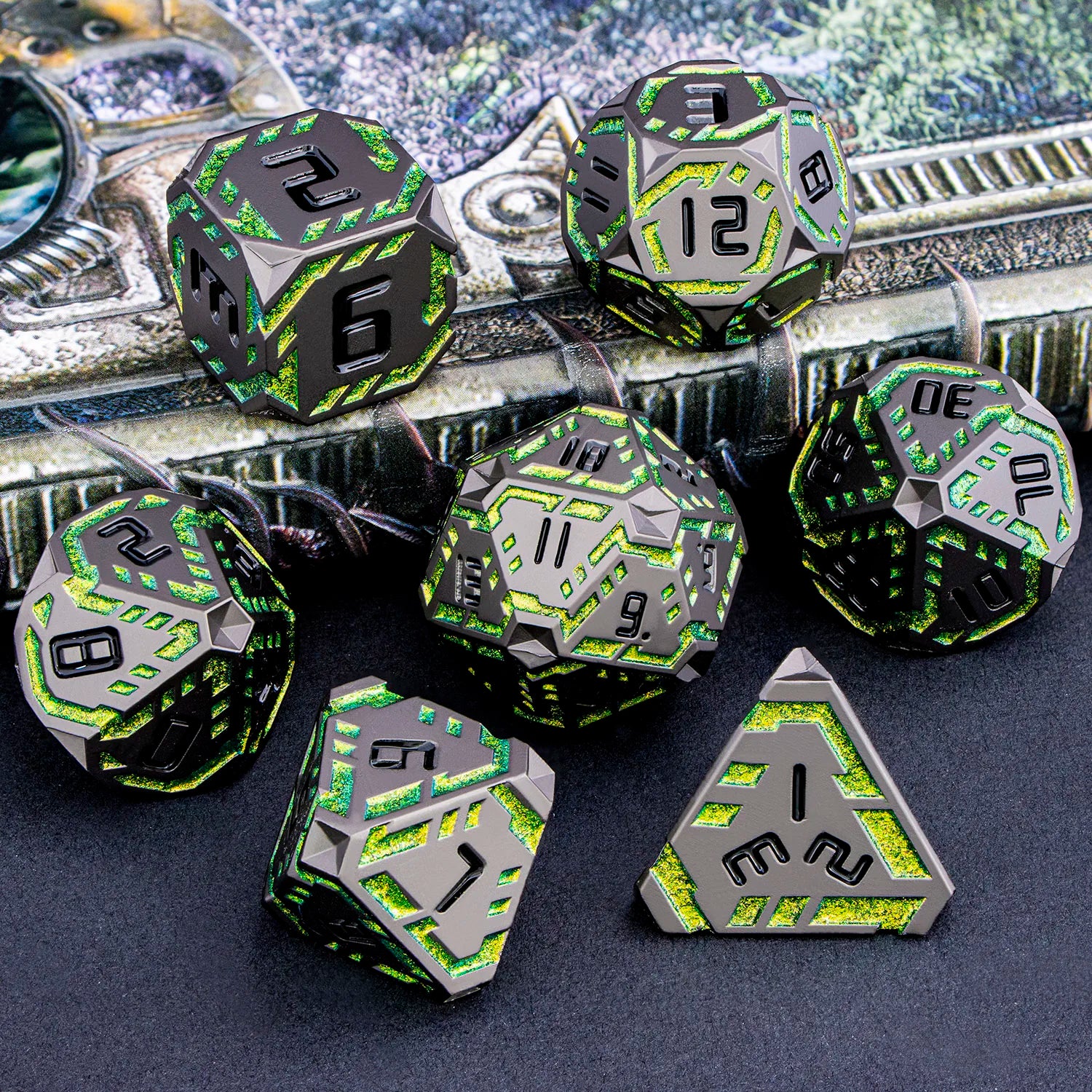 Stripe DND Metal Dice Set for DnD Dungeon & Dragon Pathfinder D20 RPG Polyhedral Table Role Playing Games D&D Handmade Dice