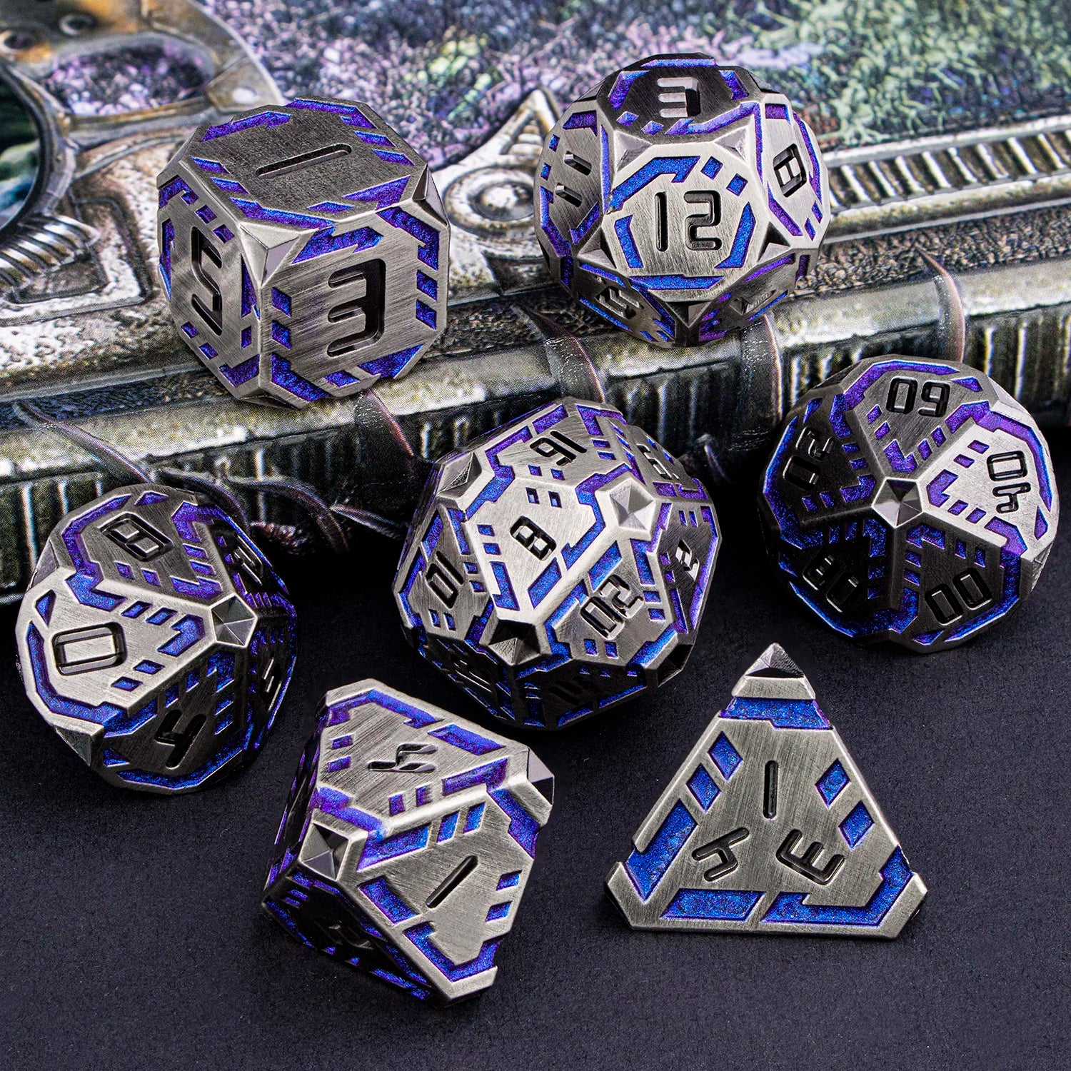 Stripe DND Metal Dice Set for DnD Dungeon & Dragon Pathfinder D20 RPG Polyhedral Table Role Playing Games D&D Handmade Dice