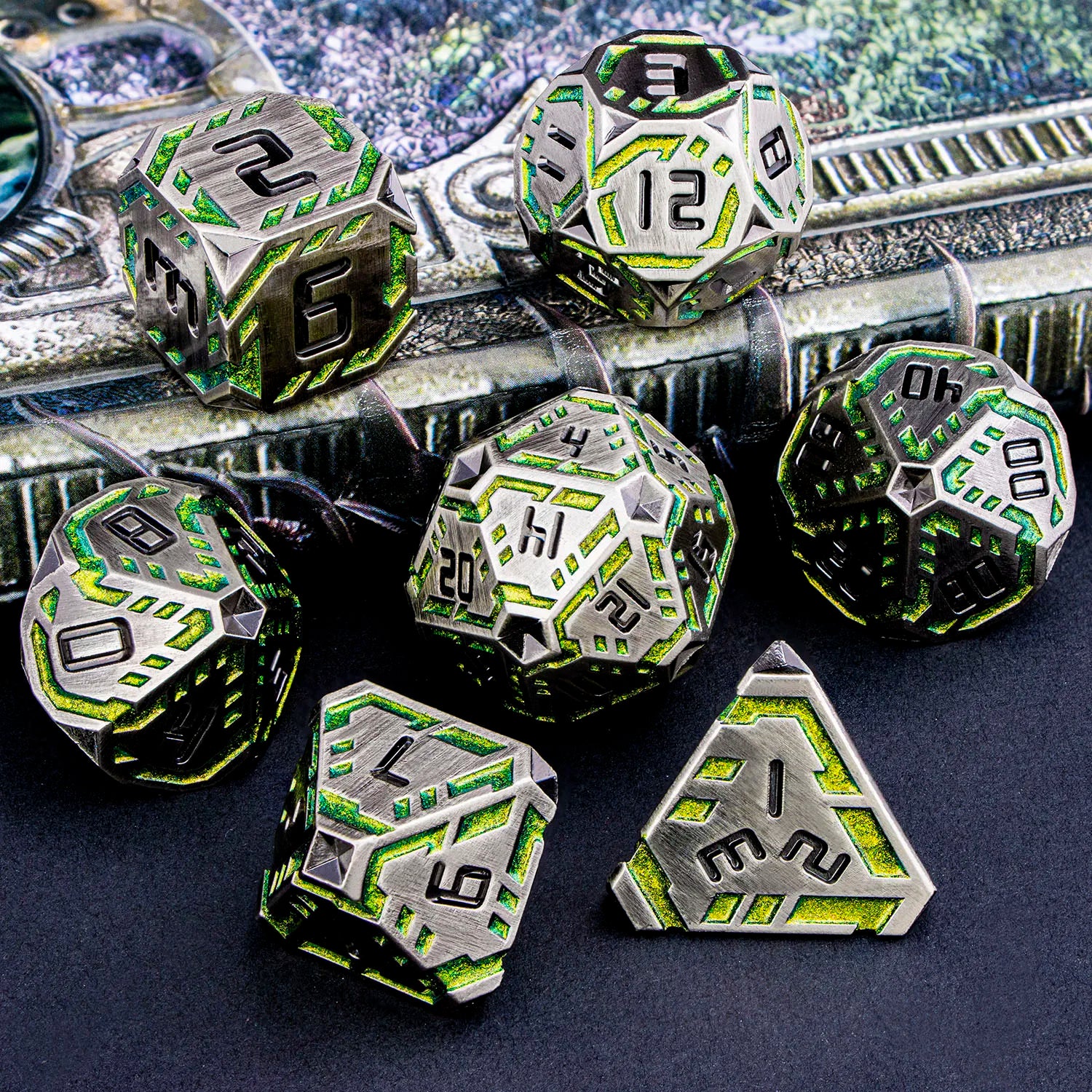 Stripe DND Metal Dice Set for DnD Dungeon & Dragon Pathfinder D20 RPG Polyhedral Table Role Playing Games D&D Handmade Dice