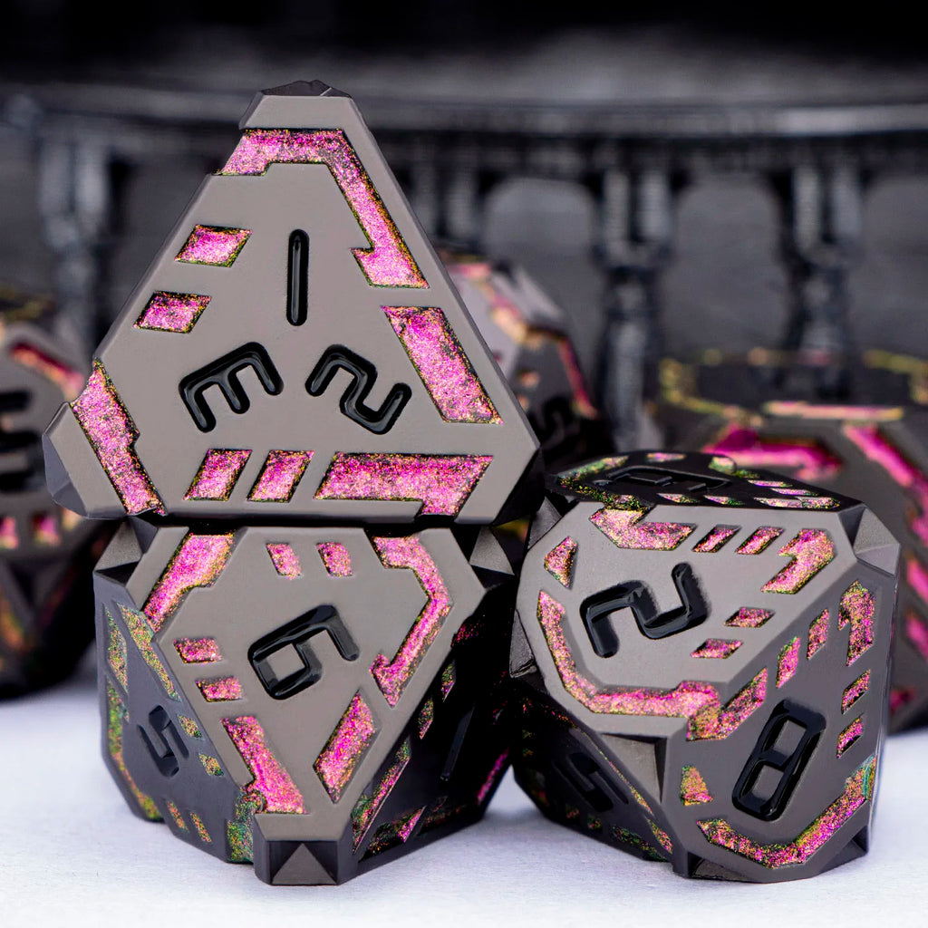 Stripe DND Metal Dice Set for DnD Dungeon & Dragon Pathfinder D20 RPG Polyhedral Table Role Playing Games D&D Handmade Dice