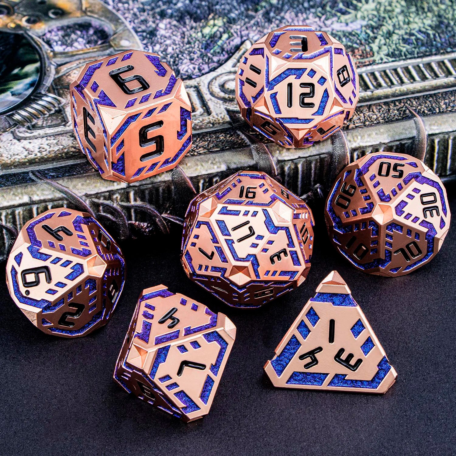 Stripe DND Metal Dice Set for DnD Dungeon & Dragon Pathfinder D20 RPG Polyhedral Table Role Playing Games D&D Handmade Dice