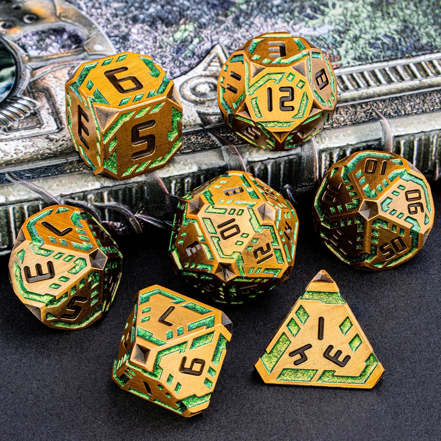 Stripe DND Metal Dice Set for DnD Dungeon & Dragon Pathfinder D20 RPG Polyhedral Table Role Playing Games D&D Handmade Dice