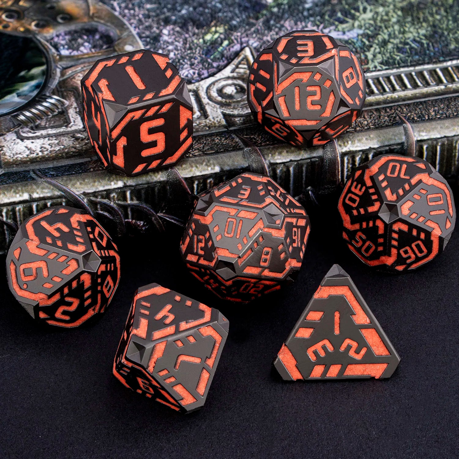 Stripe DND Metal Dice Set for DnD Dungeon & Dragon Pathfinder D20 RPG Polyhedral Table Role Playing Games D&D Handmade Dice