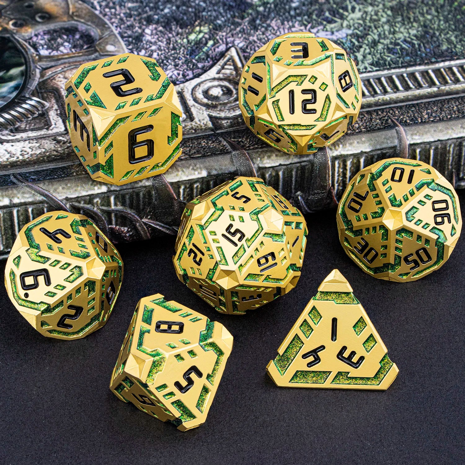 Stripe DND Metal Dice Set for DnD Dungeon & Dragon Pathfinder D20 RPG Polyhedral Table Role Playing Games D&D Handmade Dice