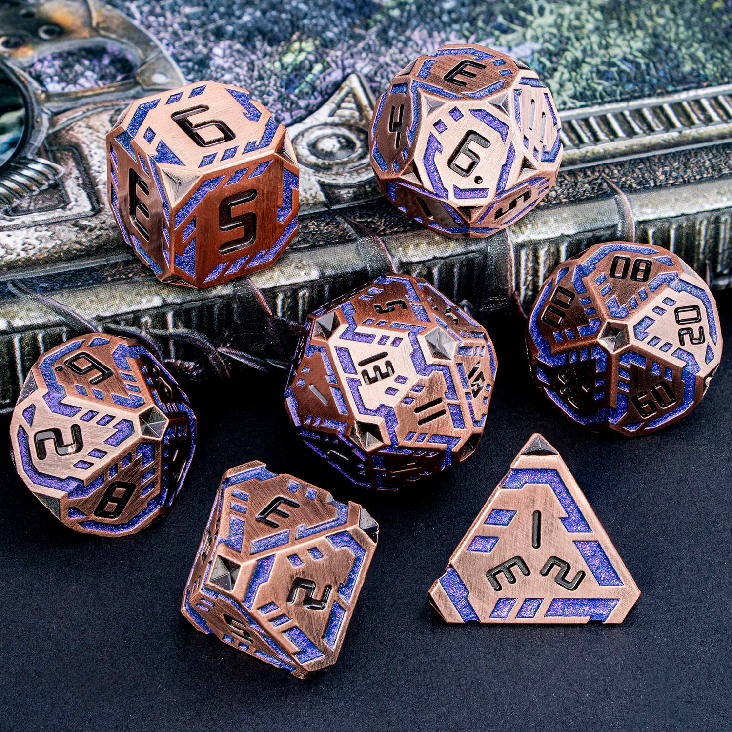 Stripe DND Metal Dice Set for DnD Dungeon & Dragon Pathfinder D20 RPG Polyhedral Table Role Playing Games D&D Handmade Dice