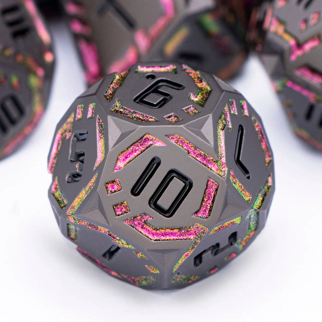 Stripe DND Metal Dice Set for DnD Dungeon & Dragon Pathfinder D20 RPG Polyhedral Table Role Playing Games D&D Handmade Dice