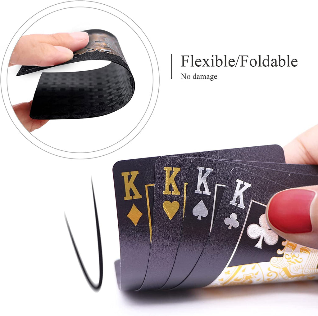Waterproof Playing Cards, Plastic Playing Cards, Deck of Cards, Gift Poker (Black Diamond Cards)