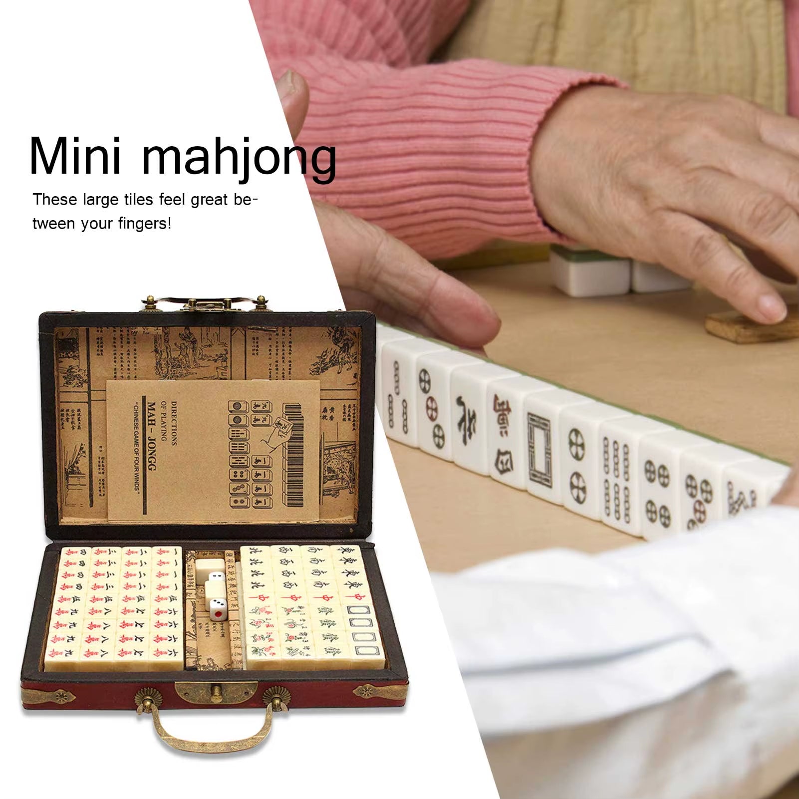 Mah-Jong Chinese Numbered Mahjong Set 144 Tiles Mah-Jong Set Portable Chinese Toy Party Gambling Game Board with Box